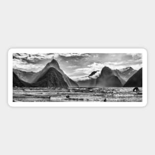 Milford Sound in Monochrome Sticker